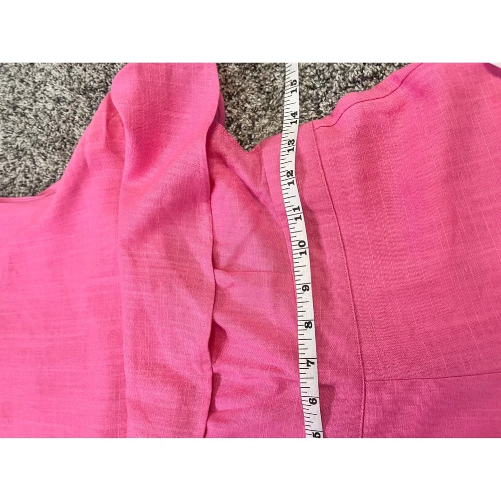 MVN THE LABEL Femme Pink Linen Blend Wide Leg Crop Overlay Jumpsuit US 4 NEW